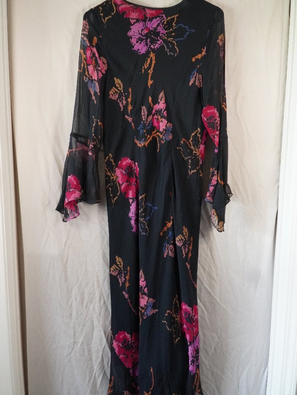 Vintage Ice black floral silk maxi dress - Picture 4 of 11